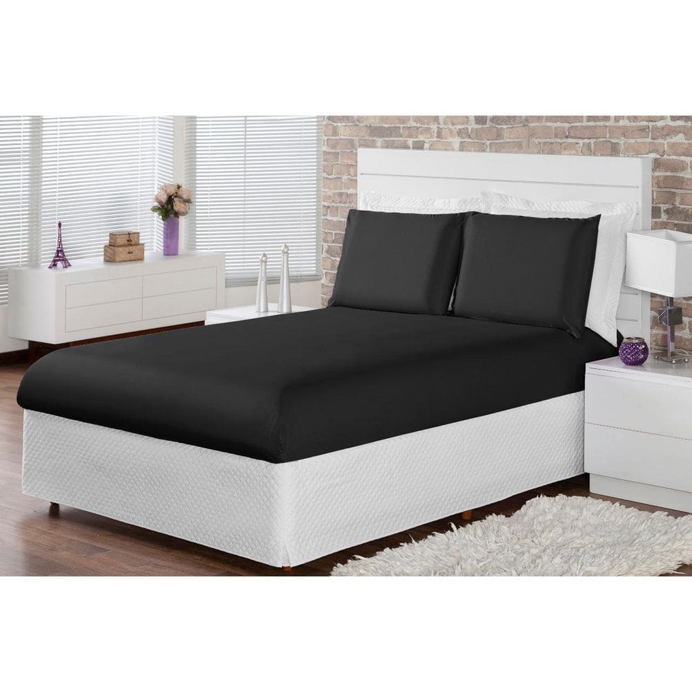 Jogo De Lençol King 3 Peças Com 40Cm Elástico Cor Preto