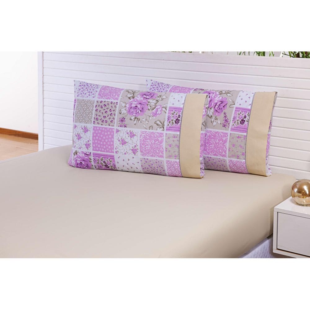 Jogo 01 Lençol + 02 Fronhas Ponto Palito Algodão 150 Fios