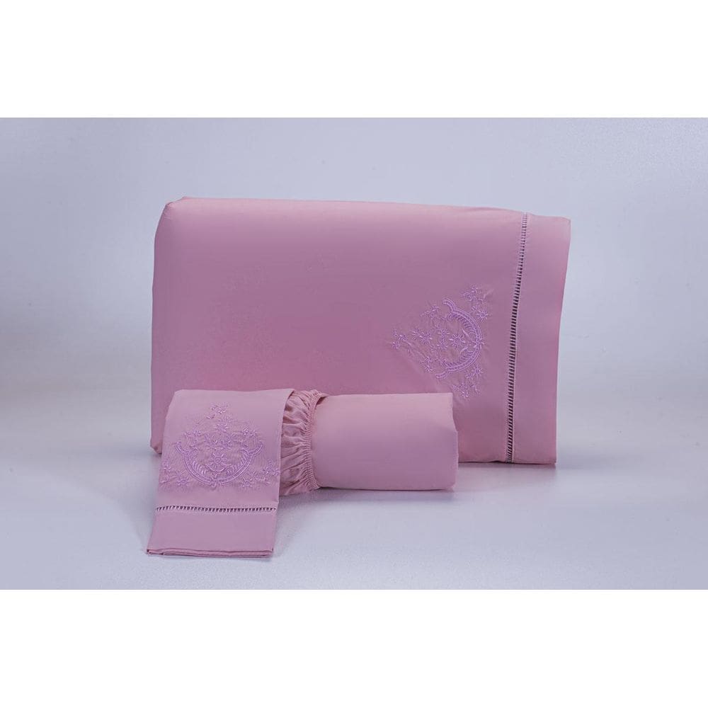 Jogo Lençol Casal Super King 3 Peças Rose 200 Fios Algodão