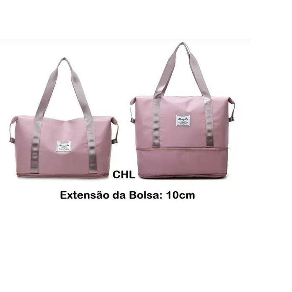 Bolsa De Viagem Multifuncional Dobrável Rosa- Com Extensão