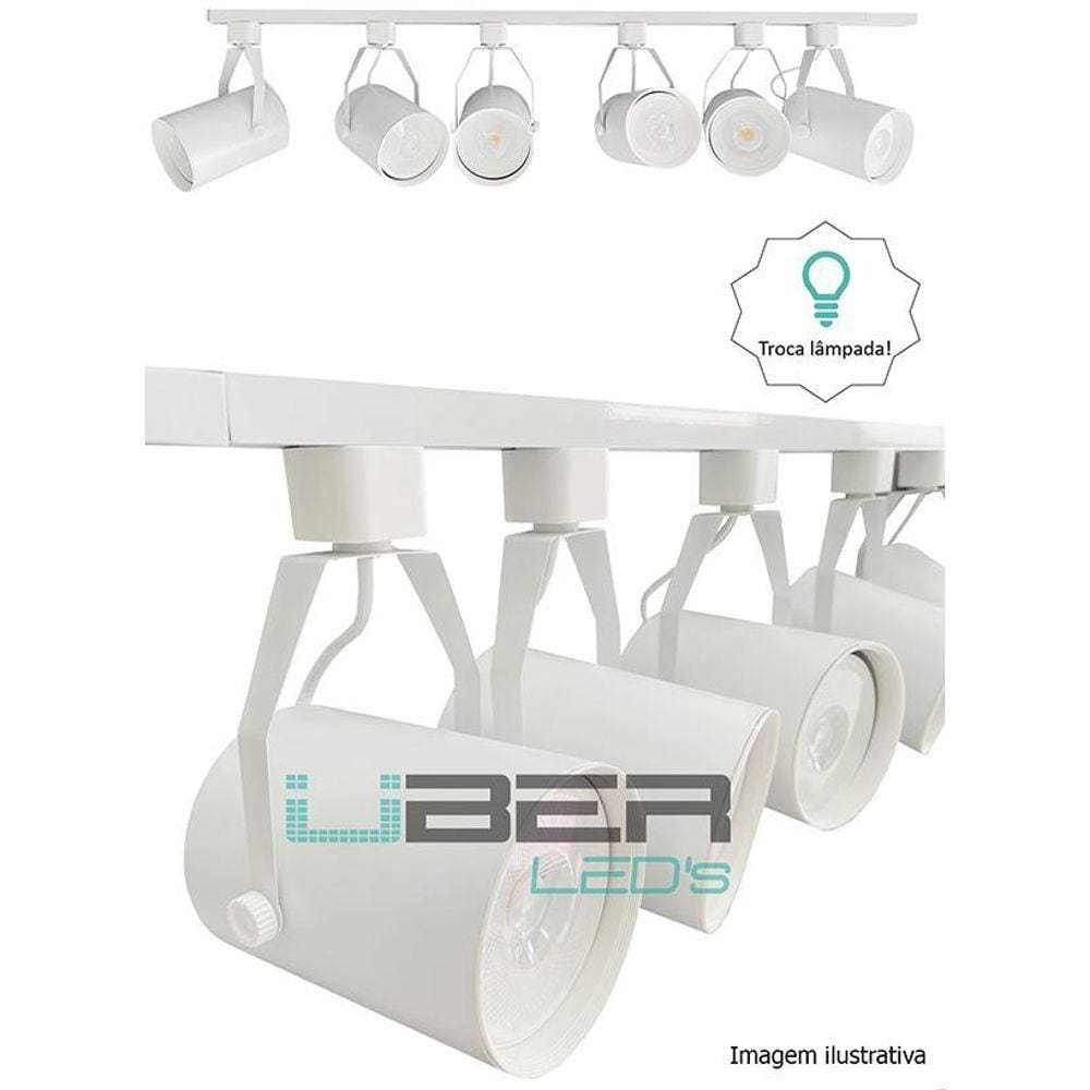 Kit Trilho Eletrificado 1M Branco 4 Spot Par30 Led Luz Fria