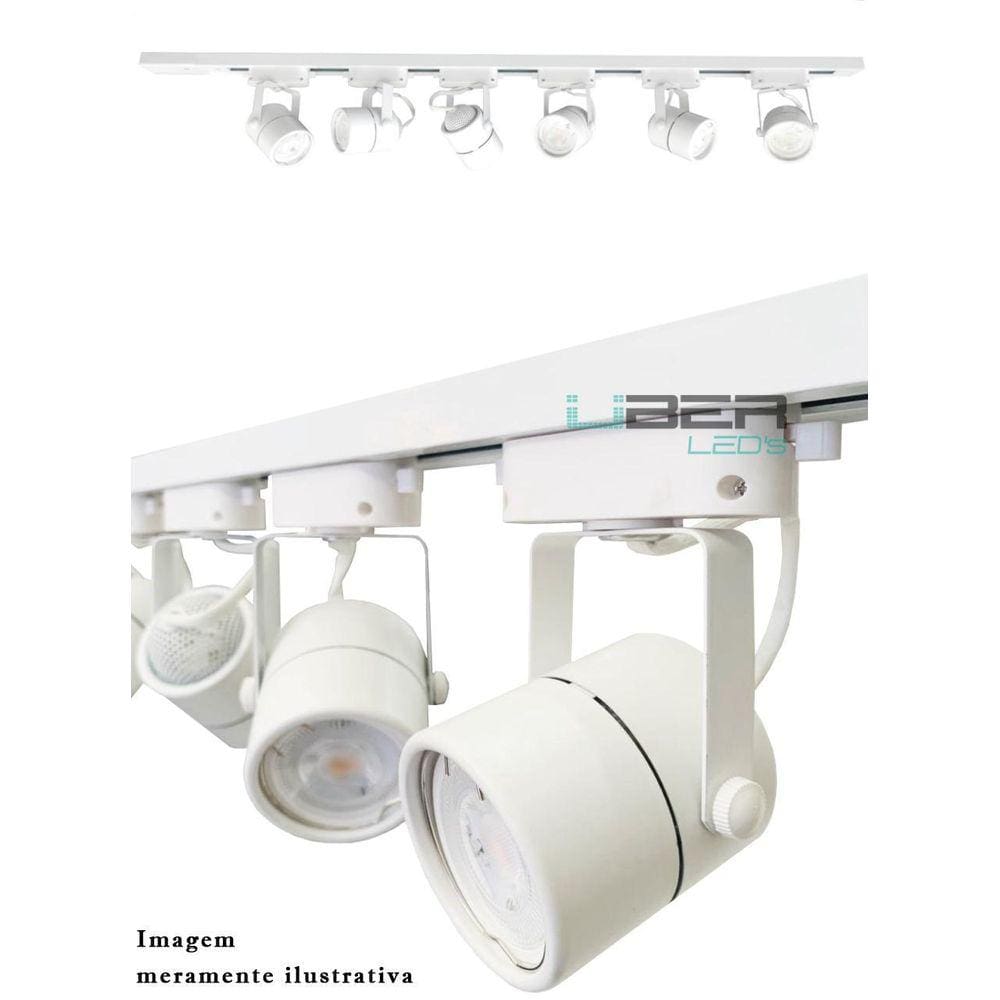 Kit Trilho Eletrificado 1 M Branco 4 Spot Gu10 Led 7W 2700K