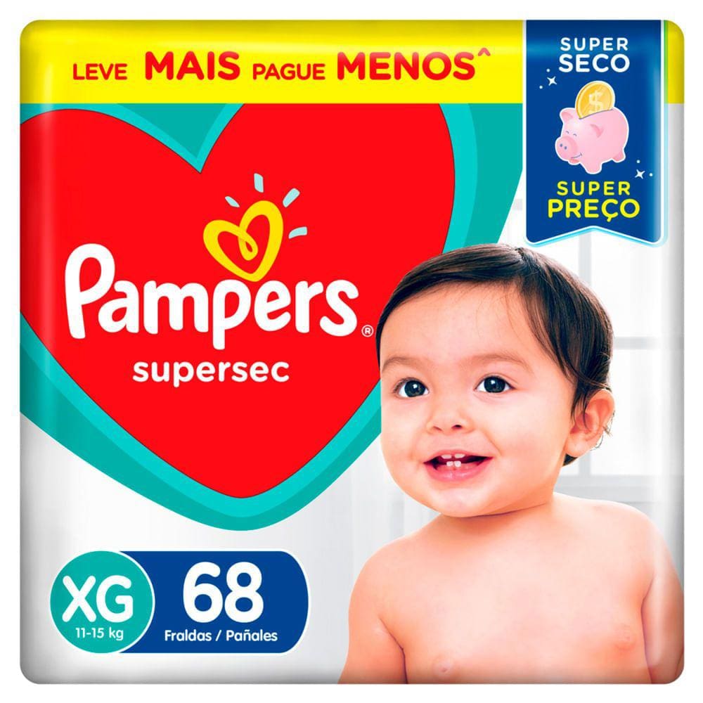 Fralda Pampers Supersec Tamanho XG 68 Unidades Descartáveis