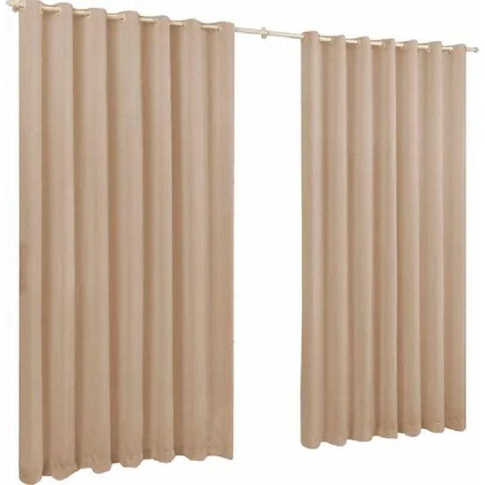 Cortina De Microfibra 5,00X2,50 Bege Ilhós Cromado Quadrado.