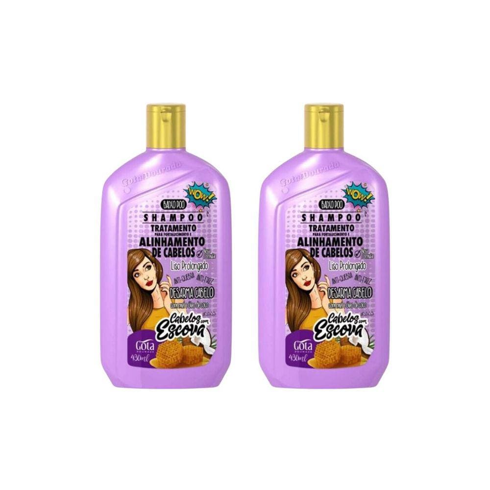 Shampoo Gota Dourada 430ml Fortalecimento Escova - Kit C/2un