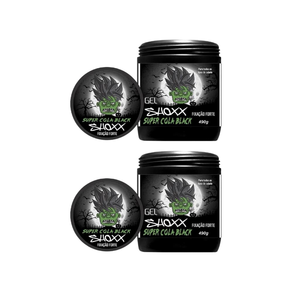 Gel Cola Fixador Shoxx Black 490g - Kit C/ 2un
