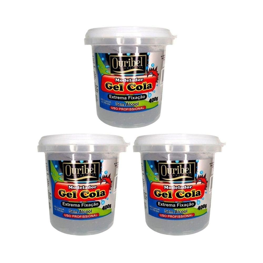 Gel Cola Fixador Ouribel 400g - Kit C/ 3un