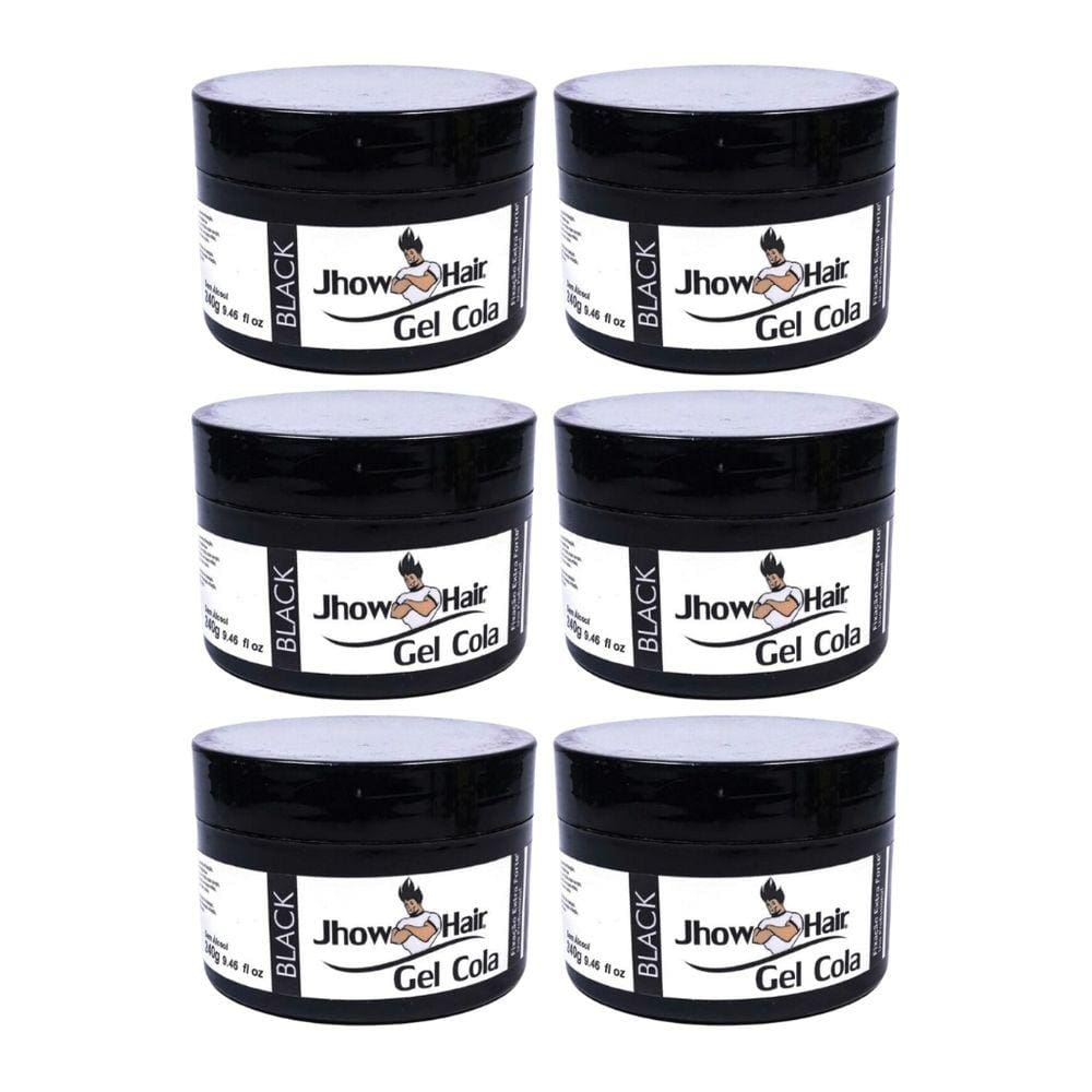 Gel Cola Jhow Hair 240g  Black Extra forte - Kit C/ 6un