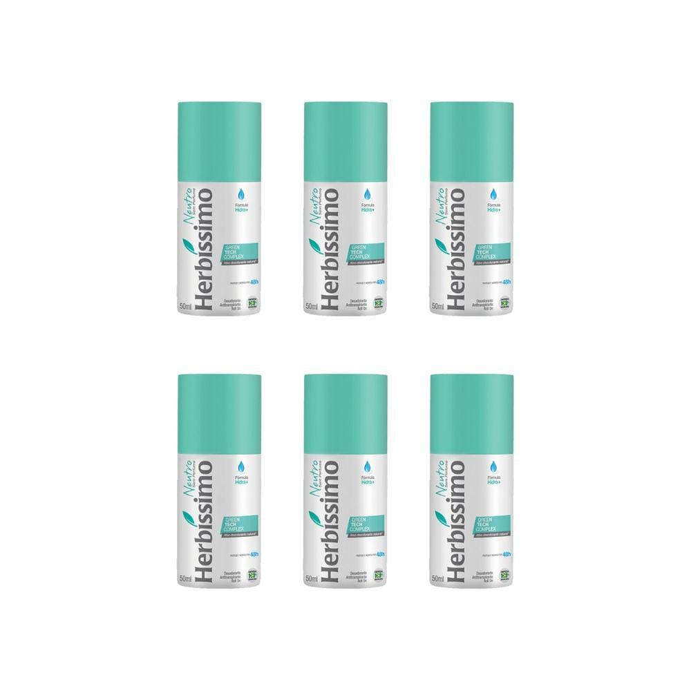 Desodorante Roll-on Herbíssimo Neutro 50ml - Kit C/ 6un