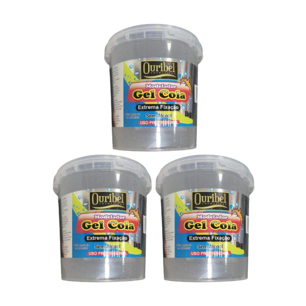 Gel Cola Fixador Ouribel 1000g - Kit C/ 3un