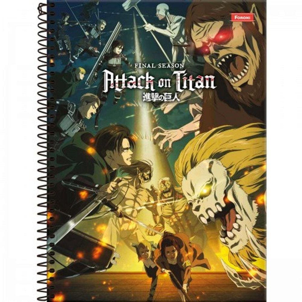 Caderno Universitário Espiral Capa Dura 80 folhas - 1 matéria: Attack on Titan