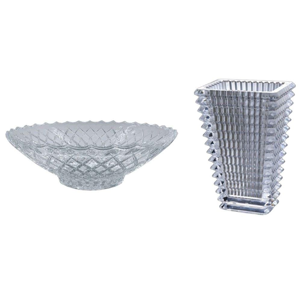 Kit Decoração Vaso E Centro De Mesa Vidro Cristal