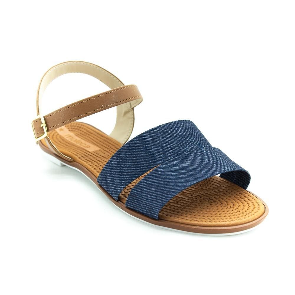 Sandália Rasteira Feminina Moleca 5297.439 - Marrom / Azul
