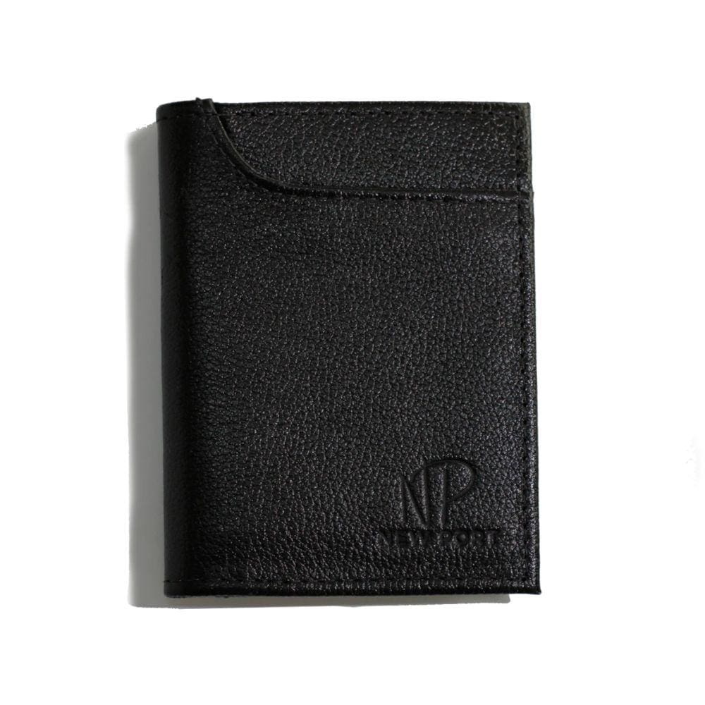 Carteira Masculina de Couro Vertical Fina Essencial Casual Preta
