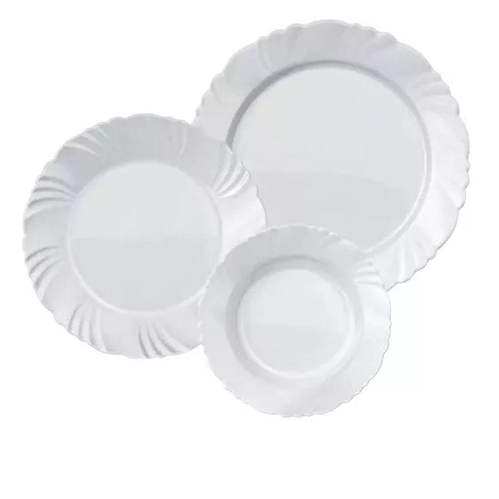 Kit c/8 Pratos Sobremesa, 8 Rasos, 8 Fundos Pétala Nadir