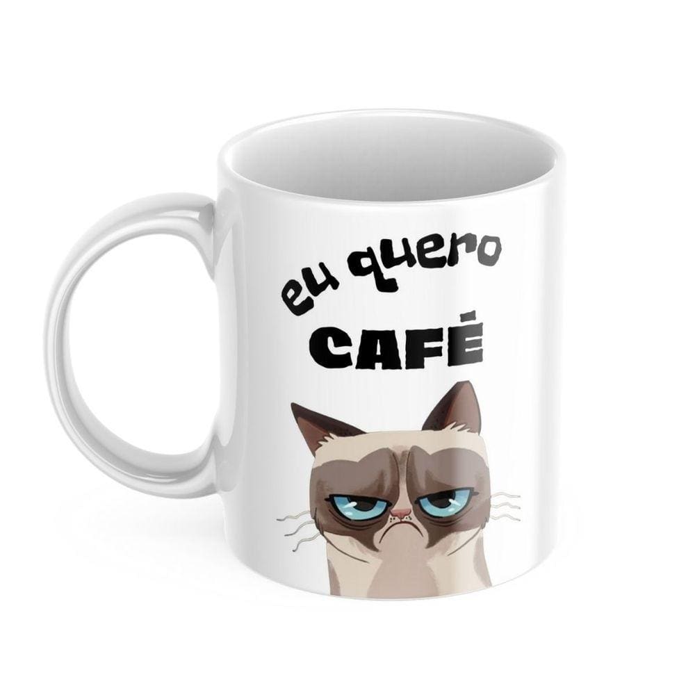 Caneca Xicara de Porcelana Personalizada Para Café e Chá Meme Gatinho Ranzinza