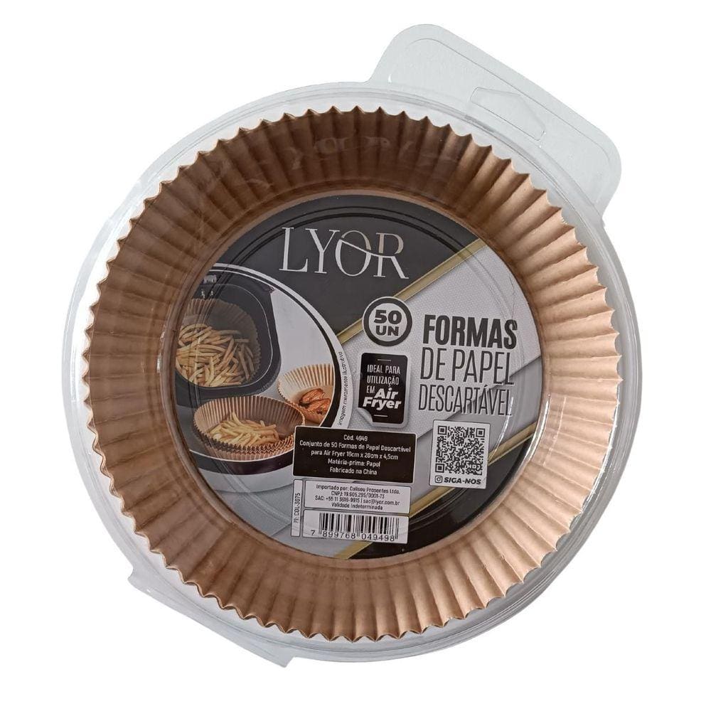 Forma Para Air Fryer Redonda Descartável 50 Unidades Lyor