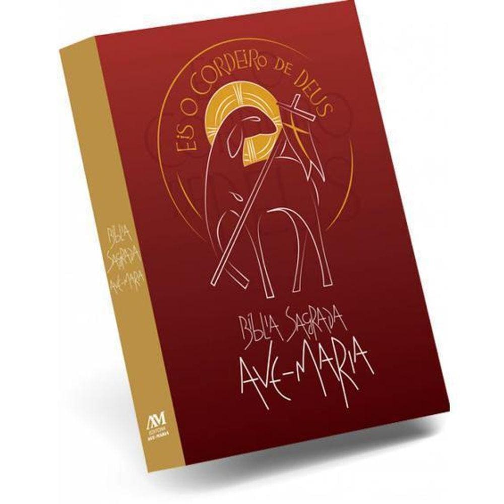 Livro Bíblia Eis O Cordeiro De Deus Vermelha Ave Maria