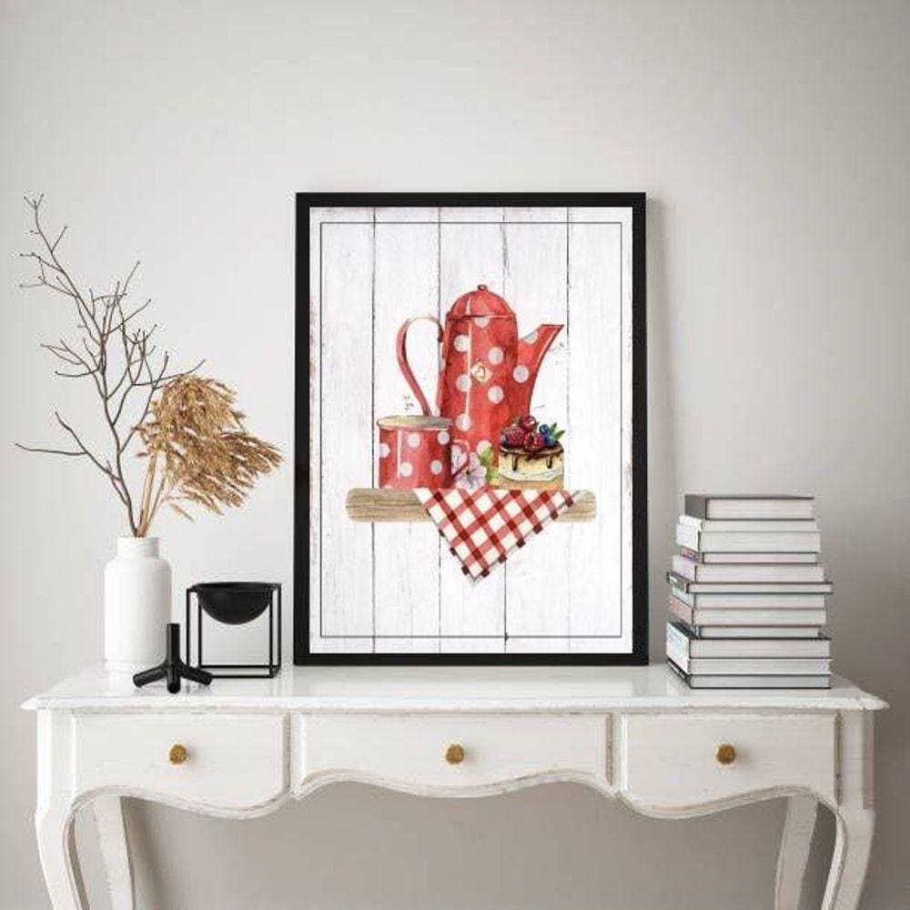 Quadro Decorativo Cozinha Vintage Vermelho 24X18Cm