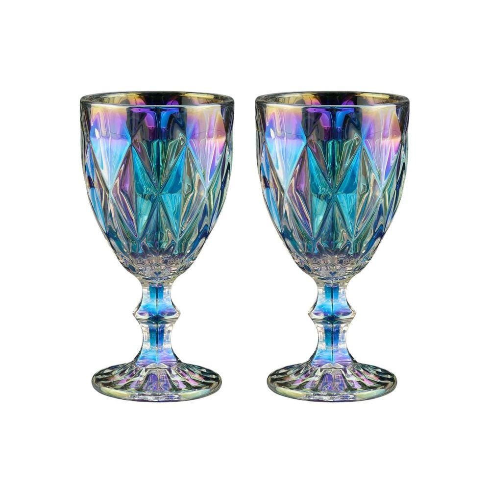 Taças De Agua De Suco Vinho De Vidro Diamante Jogo 2 Unidad Cor Furta cor