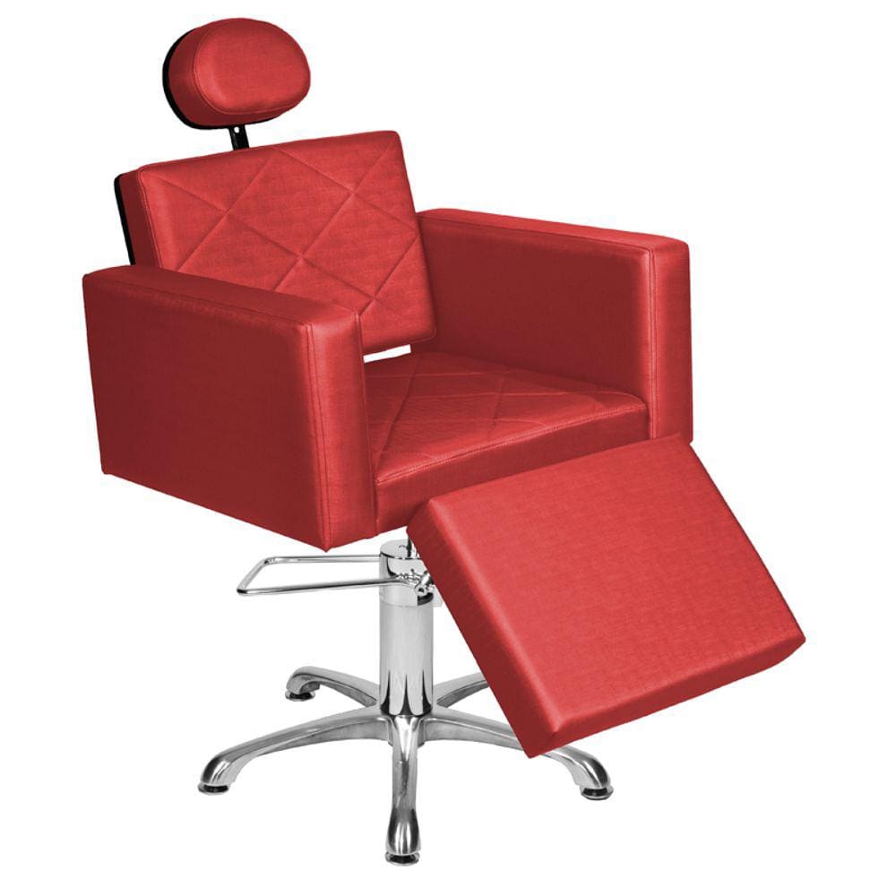 Cadeira Poltrona Cabeleireiro Evidence Reclinável Ap Vermelho