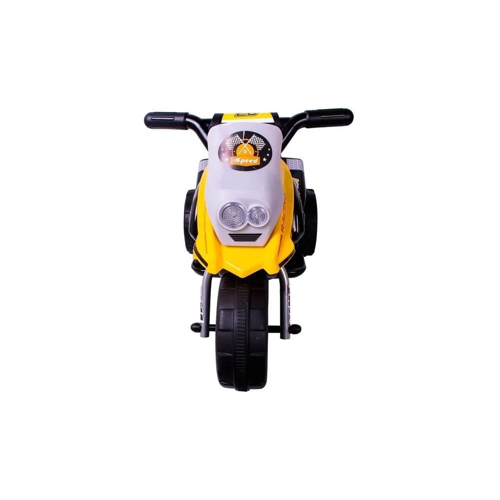 Mini moto elétrica infantil amarela 6v até 30 kilos 2,5km/h