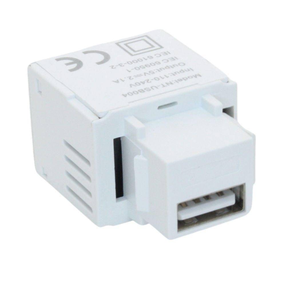 Conector Usb Charger 5v 2.1a - Padrão Keystone - Branco