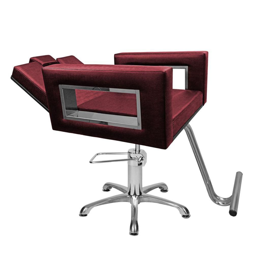 Cadeira Poltrona de Cabeleireiro Recl Moderna Inox Bordô