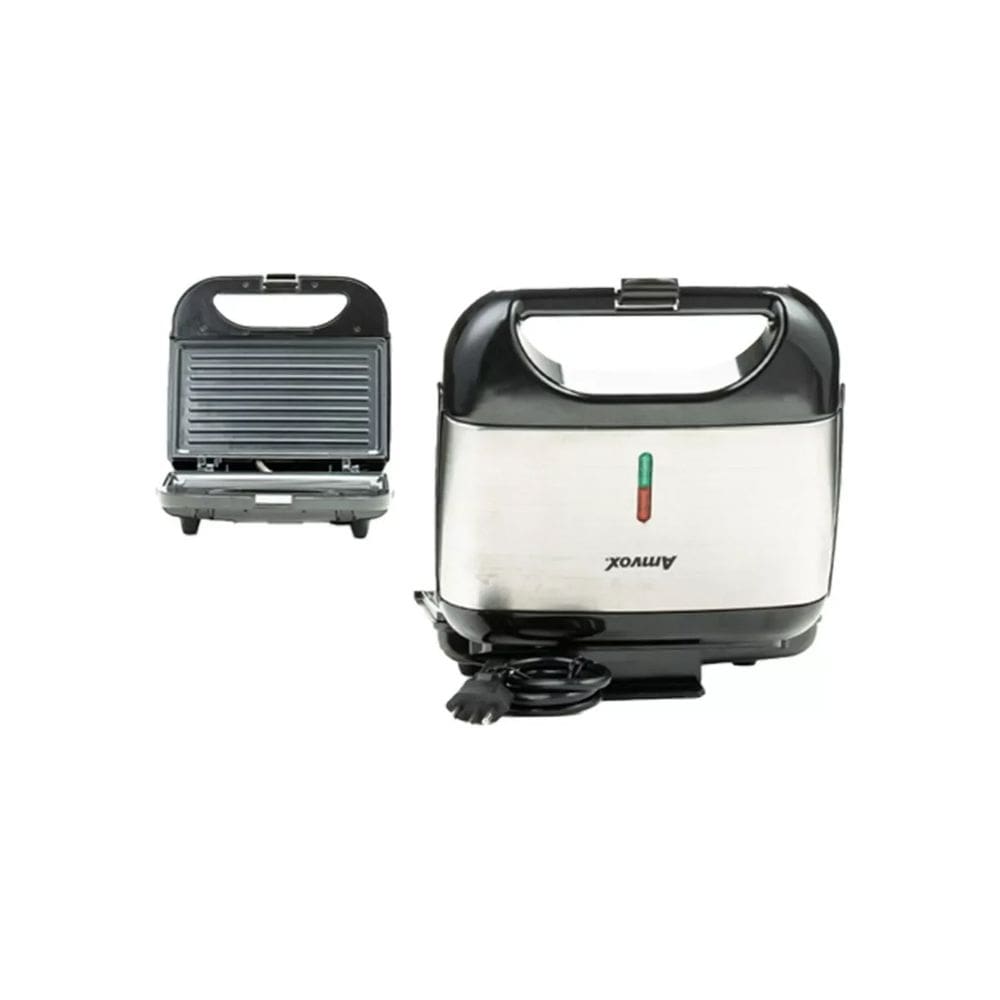 Sanduicheira E Grill Elétrica Amvox AMS500 New Antiaderente Preta 750W 127V
