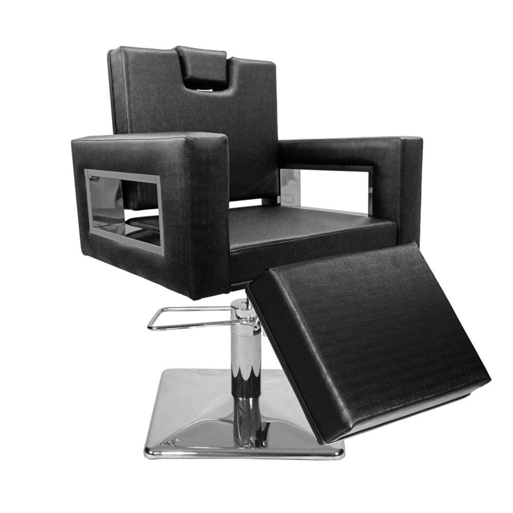 Cadeira Poltrona de Cabeleireiro Moderna Inox Ap Preto
