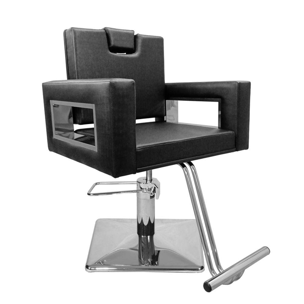 Cadeira Poltrona de Cabeleireiro Moderna Inox Preto