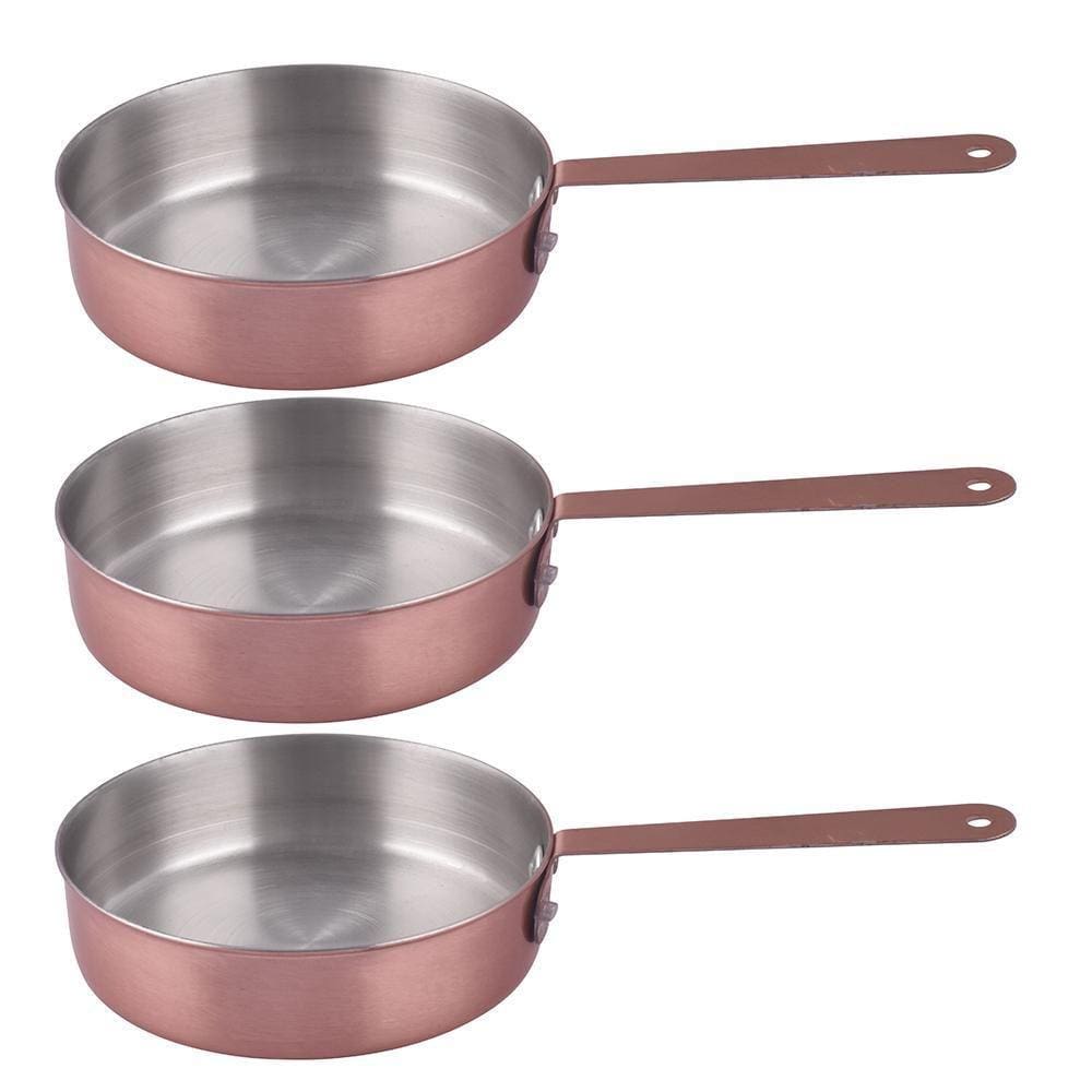 Kit 3 Mini Frigideira Inox Servir Decorar Panelinha 11,5Cm