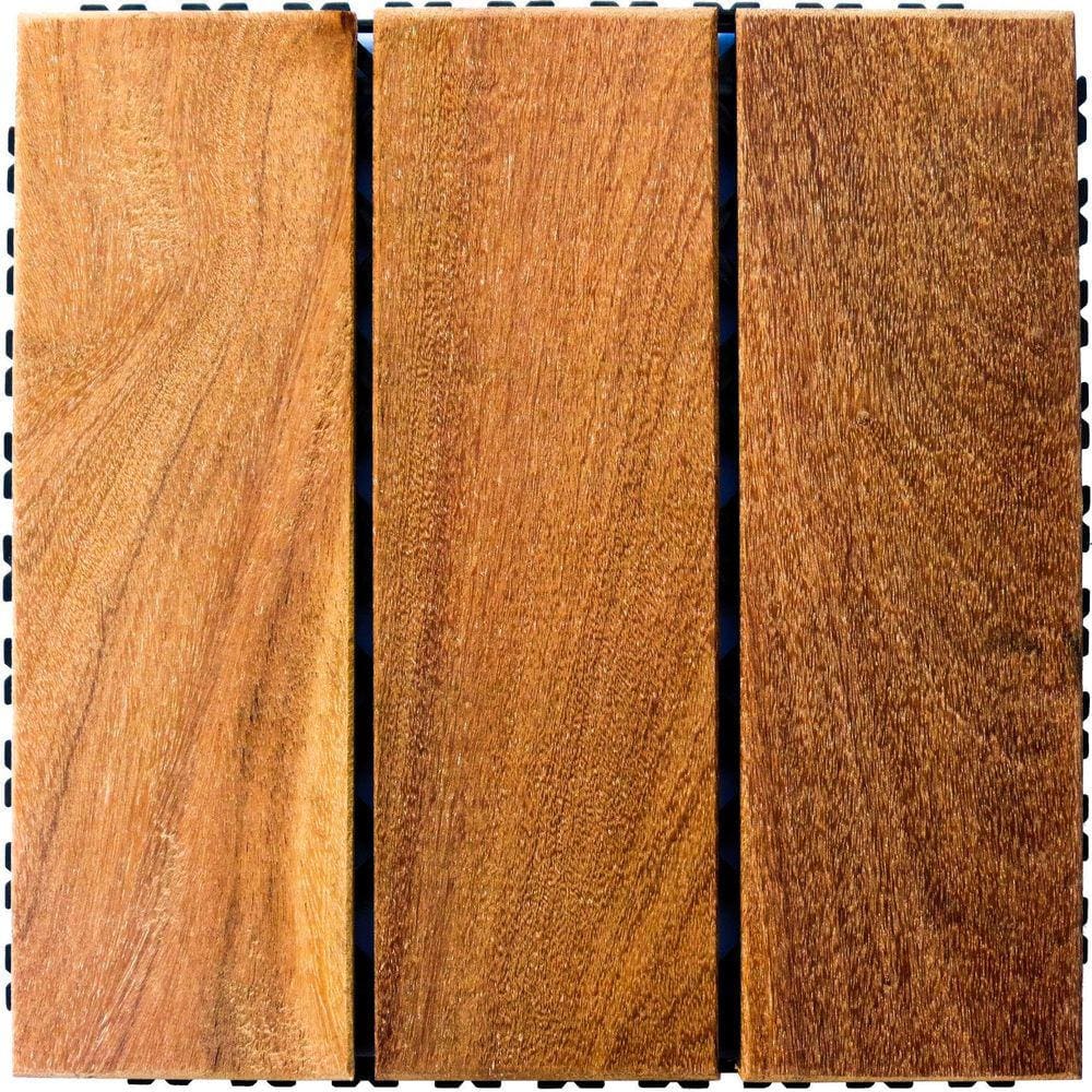 Deck em Placa de Madeira Modular Base Plástica 30cmx30cm Madersilva Cumaru