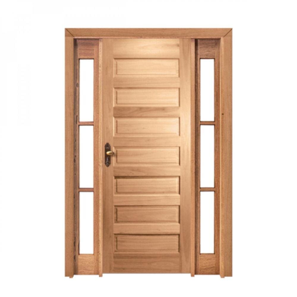 Kit Porta de Madeira 2 Vitrôs Direita 213cmx156cmx12cm PE28 Esel Marroml