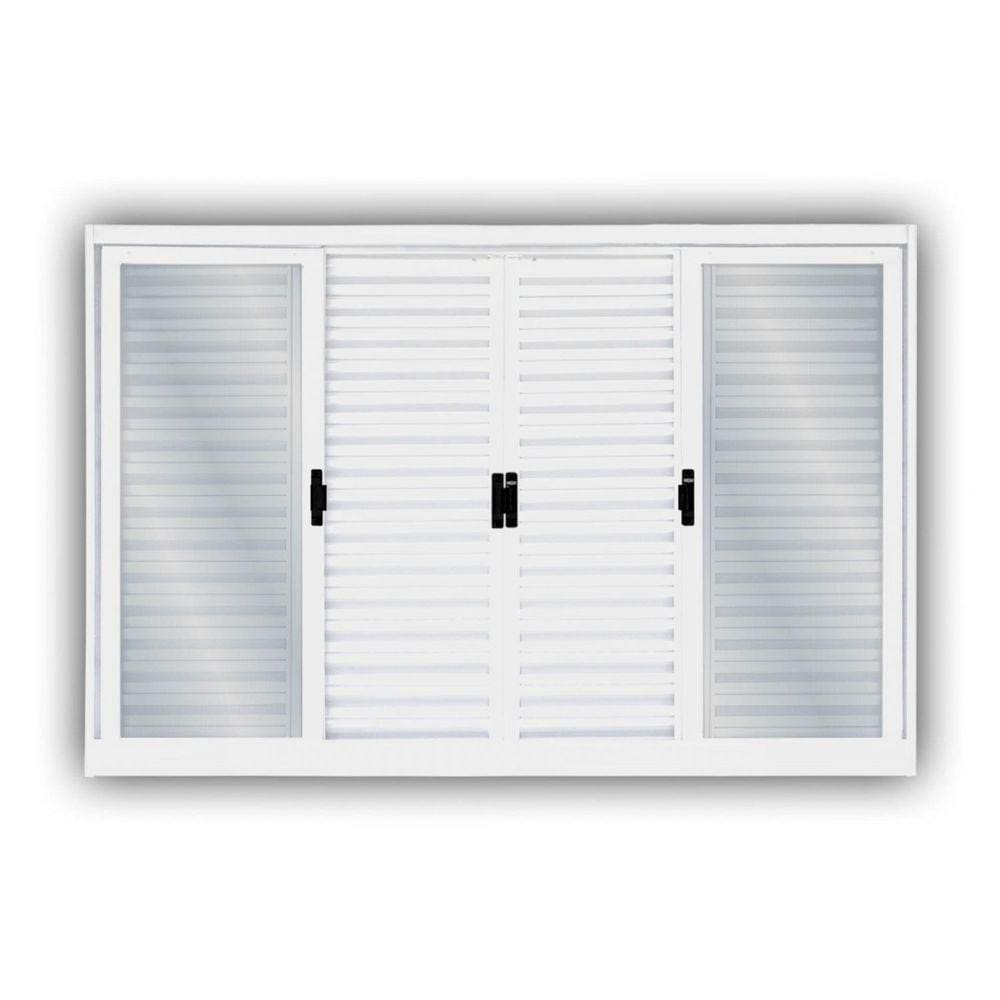Janela de Aço Veneziana de Correr 120x200cm 6 Folhas Minas Sul Branco