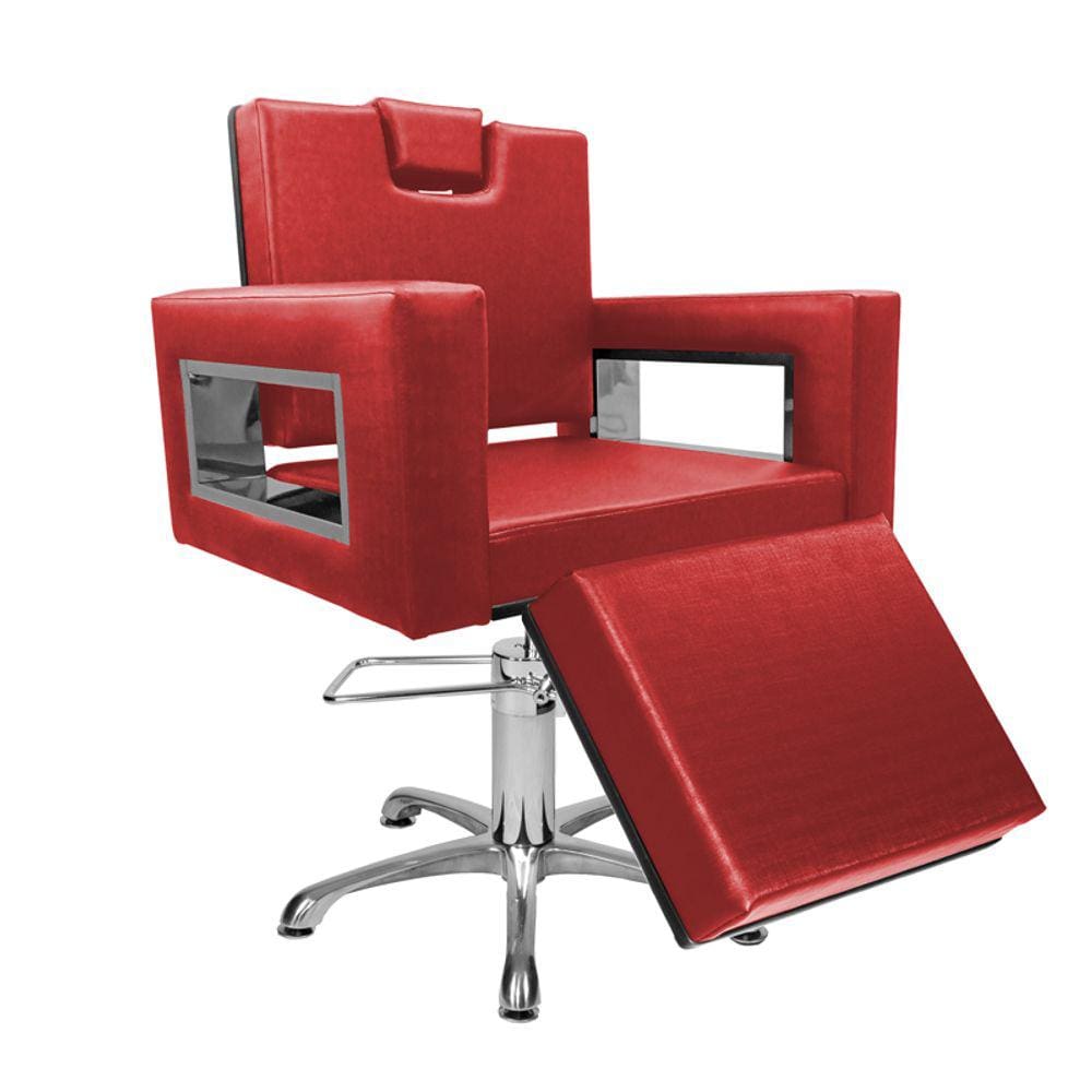 Cadeira Poltrona de Cabeleireiro Moderna Inox Ap Vermelho
