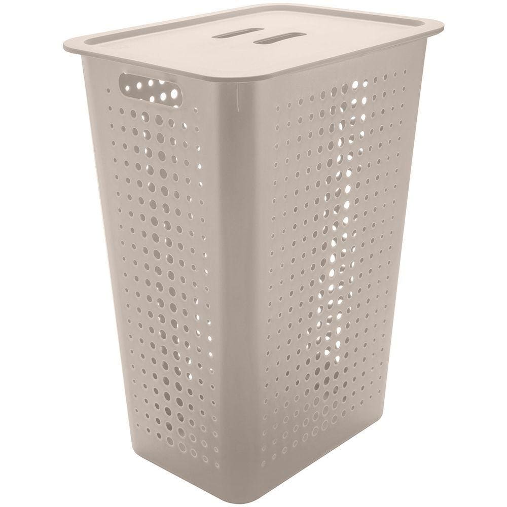 Cesto De Roupas Com Tampa 47L Bege - Ou