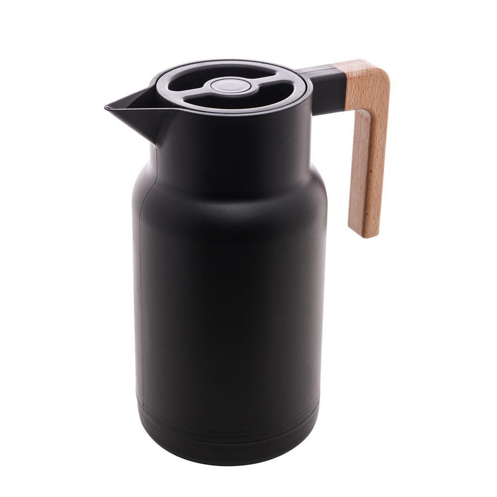 Garrafa Térmica 1L Plástico Cabo Madeira Organic Preto - Lyor