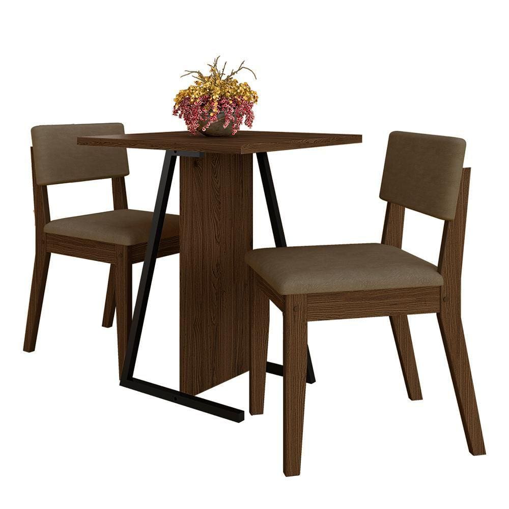 Conjunto De Mesa Com 2 Cadeiras Arkansas Imbuia/capucci - M. Arapongas