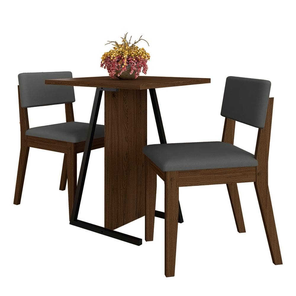 Conjunto De Mesa Com 2 Cadeiras Arkansas Imbuia/cinza - M. Arapongas