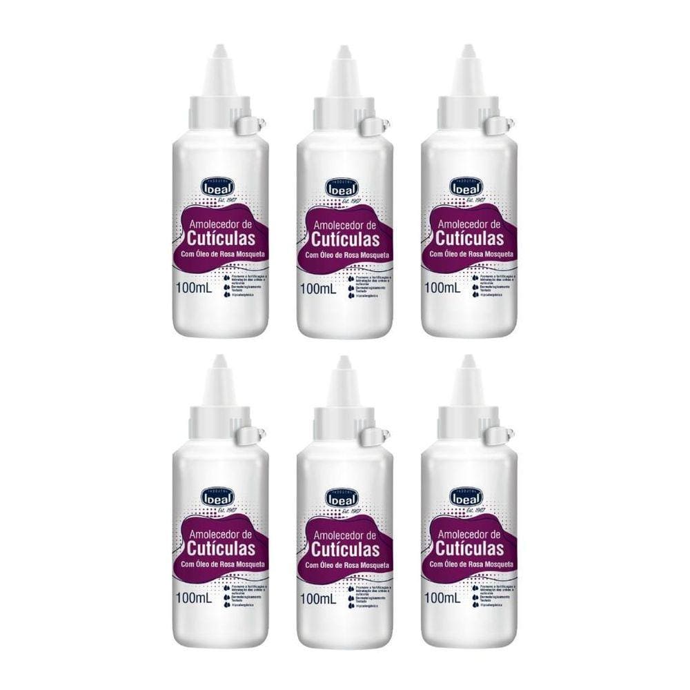 Amolecedor De Cutículas Ideal Rosa Mosqueta 100Ml - Kit 6Un