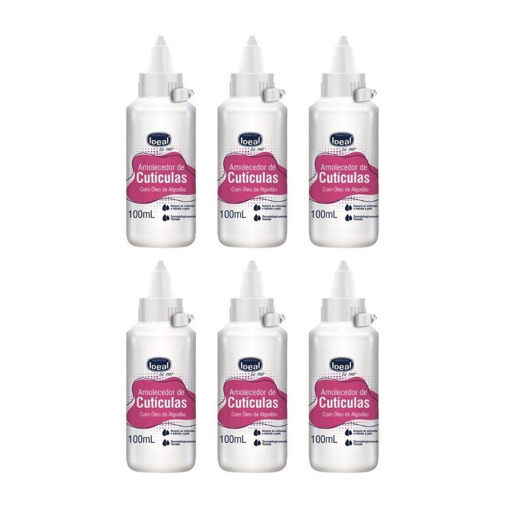 Amolecedor De Cutículas Ideal Algodão 100Ml - Kit Com 6Un