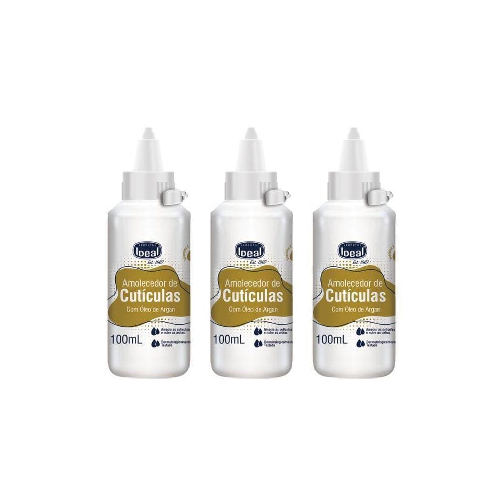 Amolecedor De Cutículas Ideal Óleo De Argan 100Ml - Kit 3Un