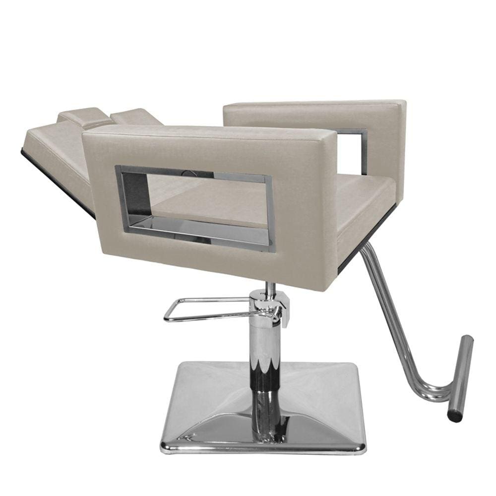 Cadeira Poltrona de Cabeleireiro Recl Moderna Inox Branco F