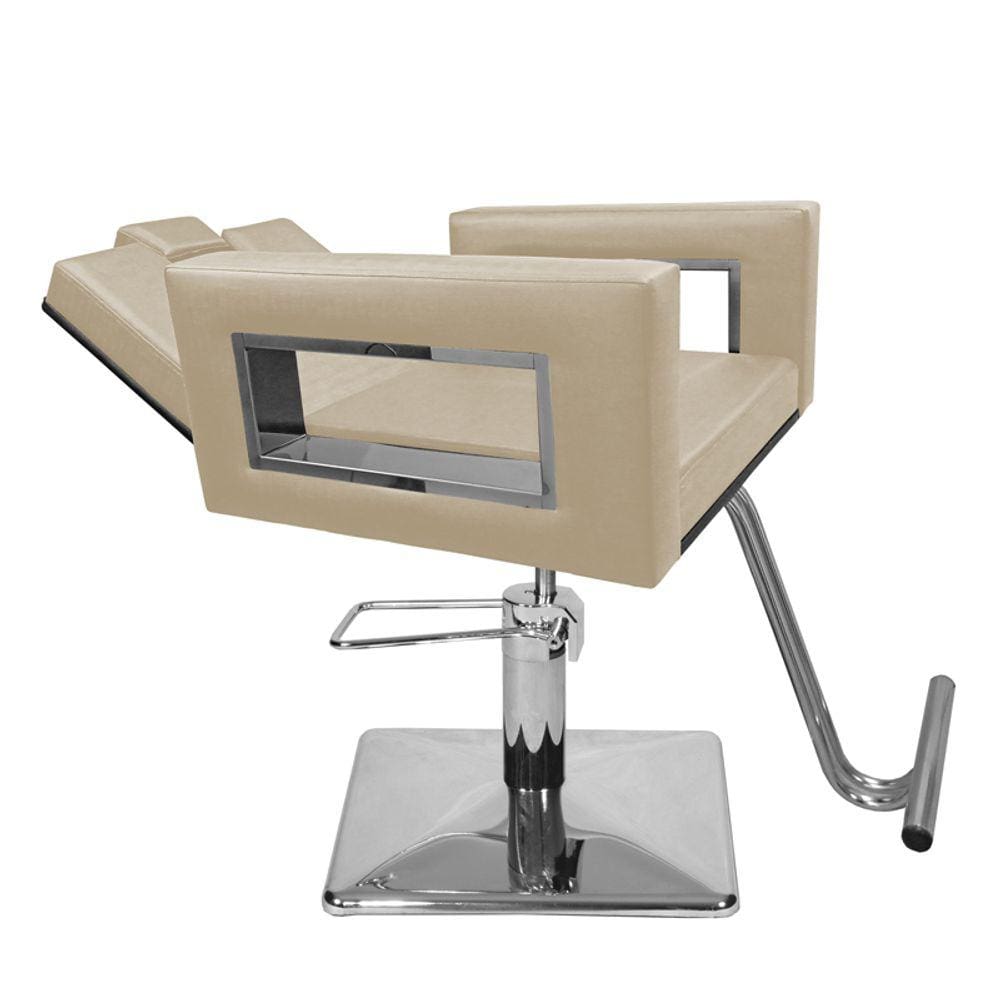 Cadeira Poltrona de Cabeleireiro Recl Moderna Inox Branco P