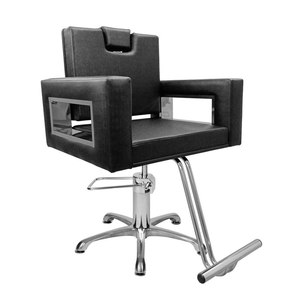 Cadeira Poltrona de Cabeleireiro Moderna Inox Preto