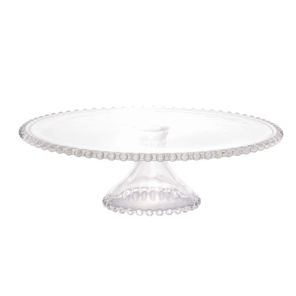 Prato p/ Bolo Cristal c/ Pé 31x11cm Pearl - Wolff