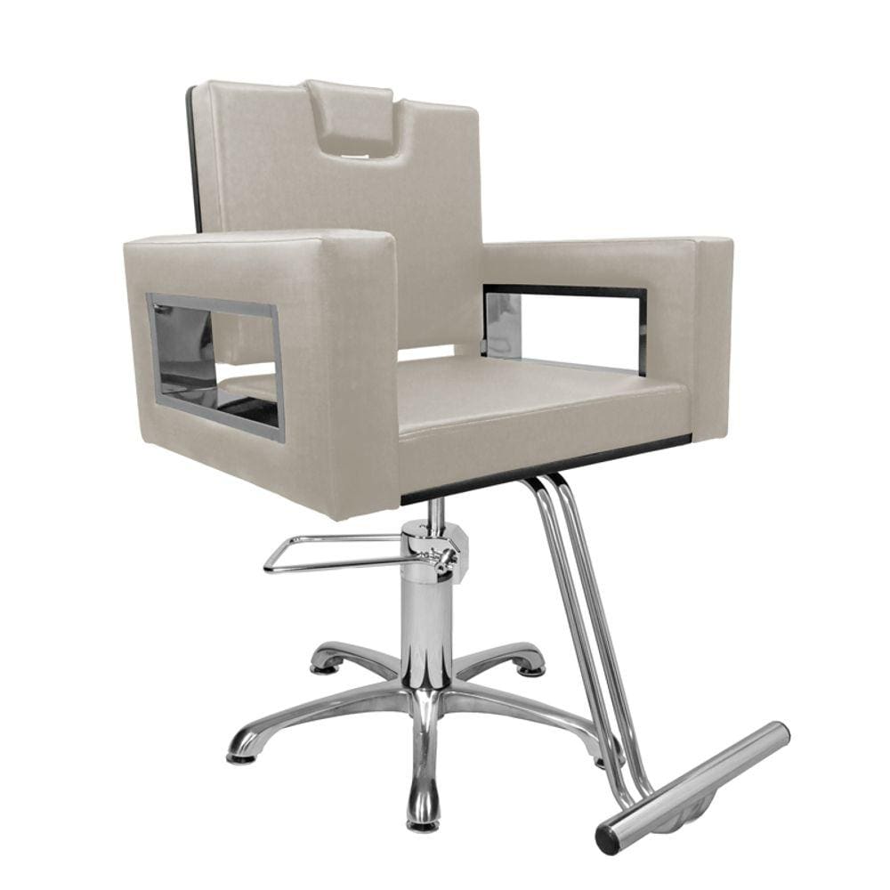 Cadeira Poltrona de Cabeleireiro Moderna Inox Branco Facto