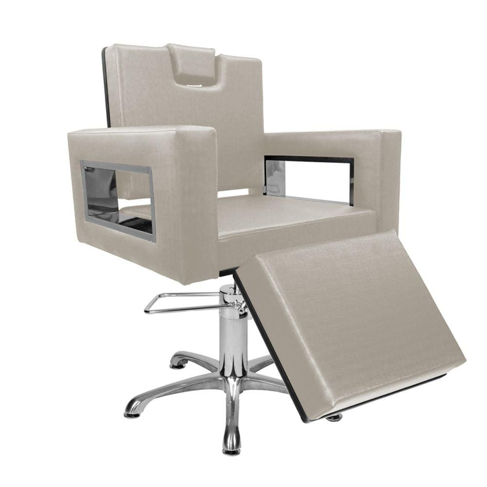 Cadeira Poltrona de Cabeleireiro Moderna Inox Ap Branco Fact
