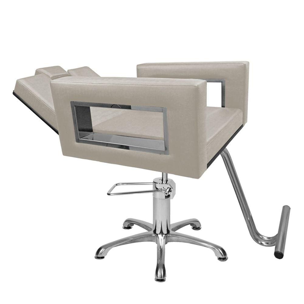 Cadeira Poltrona de Cabeleireiro Recl Moderna Inox Branco F